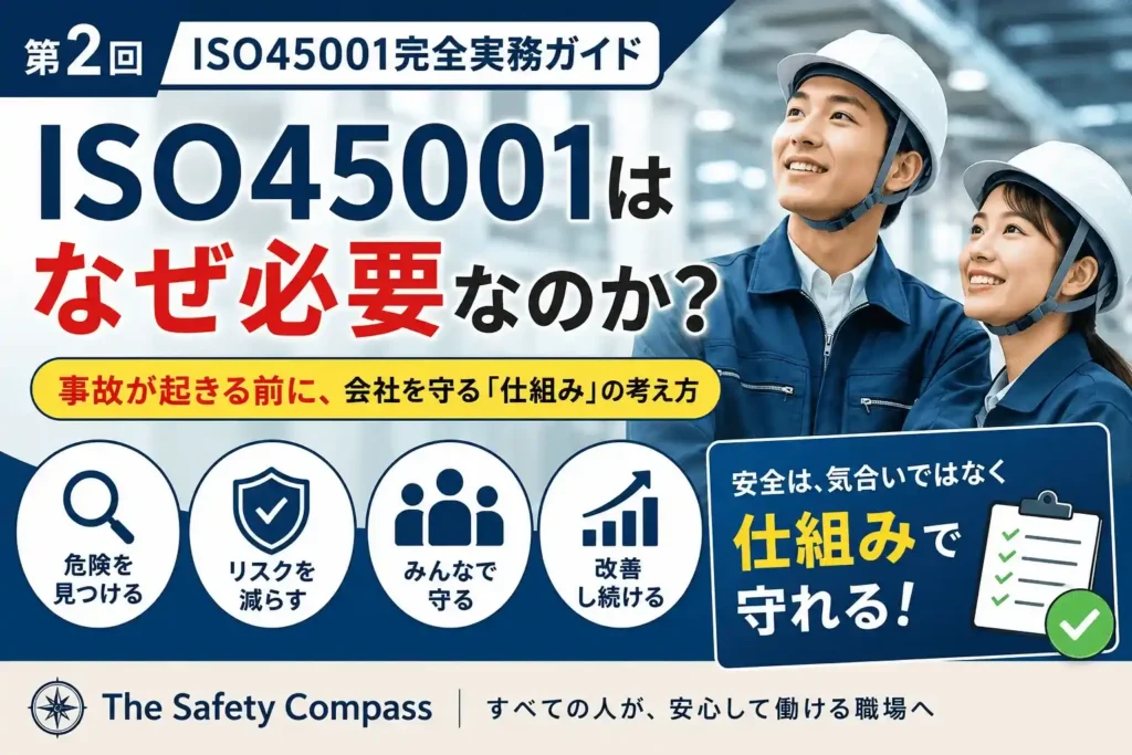 事故が起きる前に安全衛生を仕組みで管理する必要性を示す図