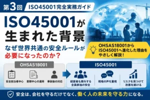 OHSAS 18001からISO45001へ移行した背景を示す図